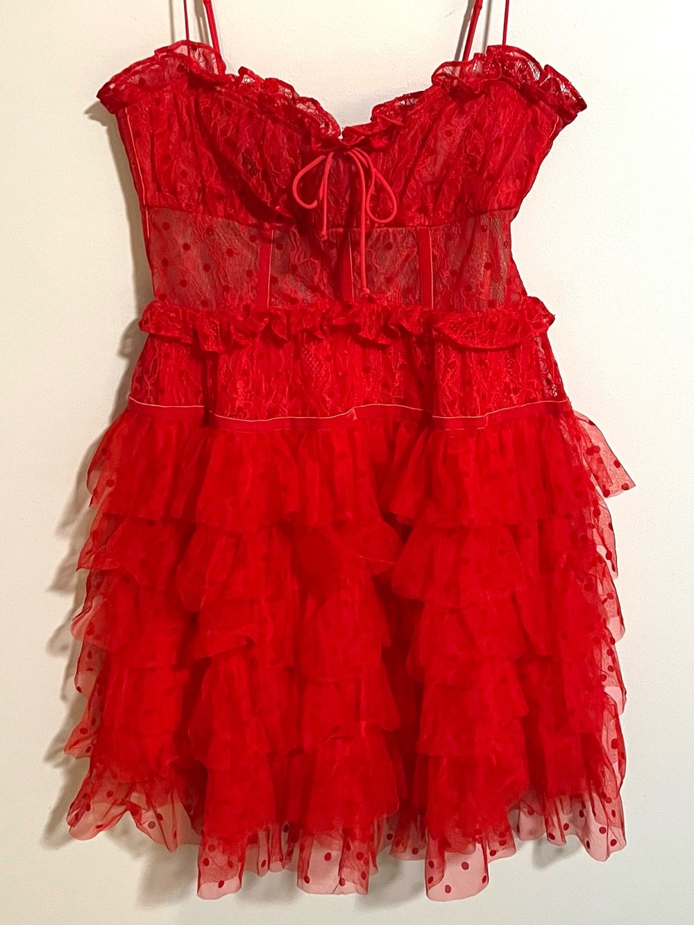 For Love And Lemons Red Ruffled Dress